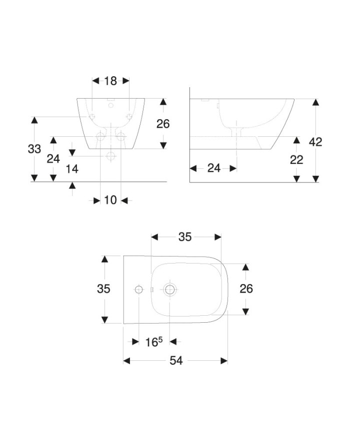 Geberit Smyle Square Wall hung bidet 54x35cm white