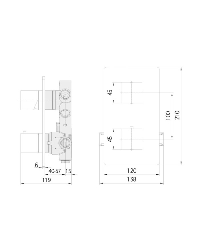 Parte incasso Bossini per miscelatore termostatico universale Z00125