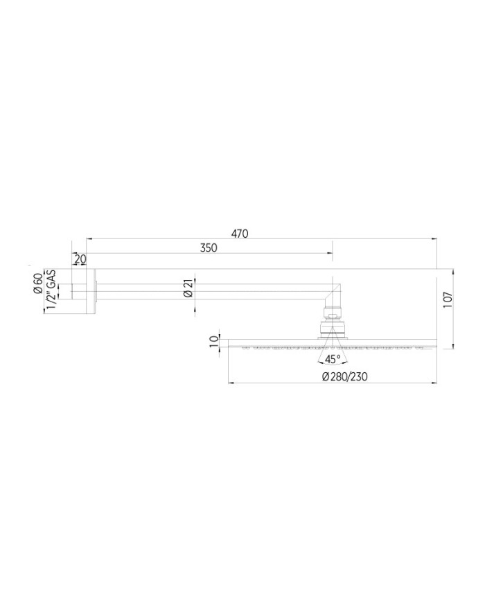 Bossini Cosmo Shower head with arm Ø 280 mm