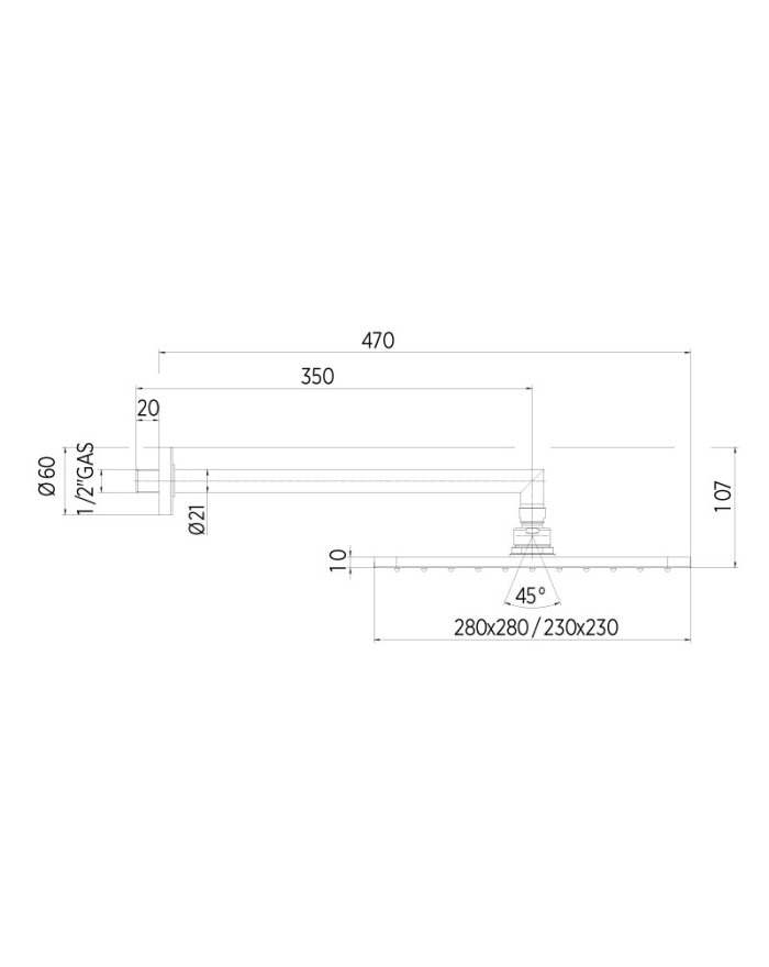 Bossini Cosmo Shower head 230x230 mm with arm