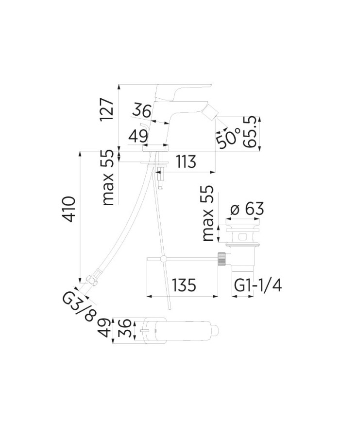 Miscelatore Nobili Acquaviva per bidet monocomando cromo VV103119/1CR