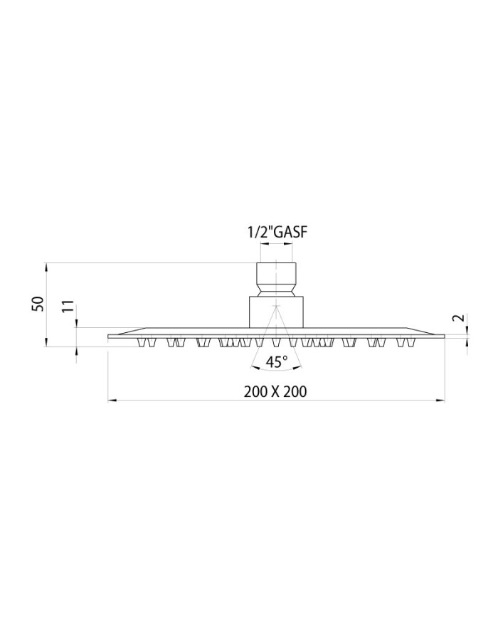 Bossini Twiggy Square shower head 200x200 mm