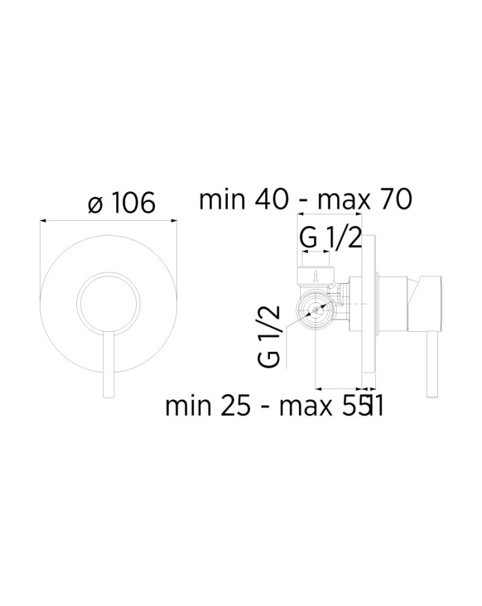 Nobili Acquerelli Chrome built-in single lever shower mixer