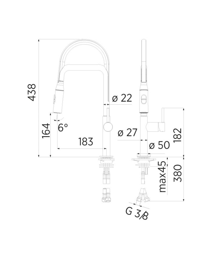 Miscelatore lavello Nobili Acquerelli per lavabo monocomando cromo AQ93300CR