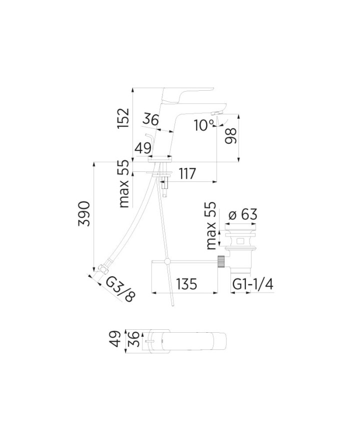 Miscelatore per lavabo Nobili Acquaviva monocomando cromo VV103118/1CR