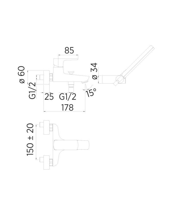 Nobili Acquaviva External single lever bath mixer chrome