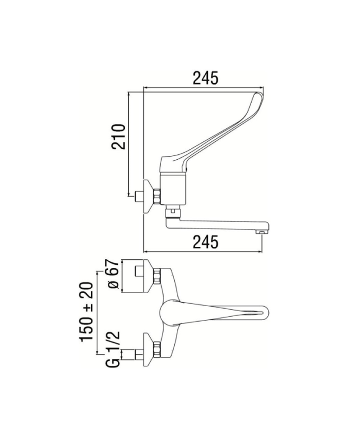 Nobili Kitchen mixer with clinical lever without waste