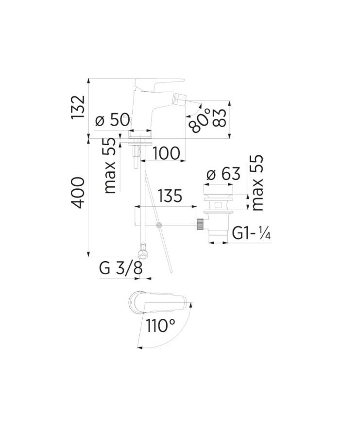 Nobili Nobi Chrome single lever bidet mixer