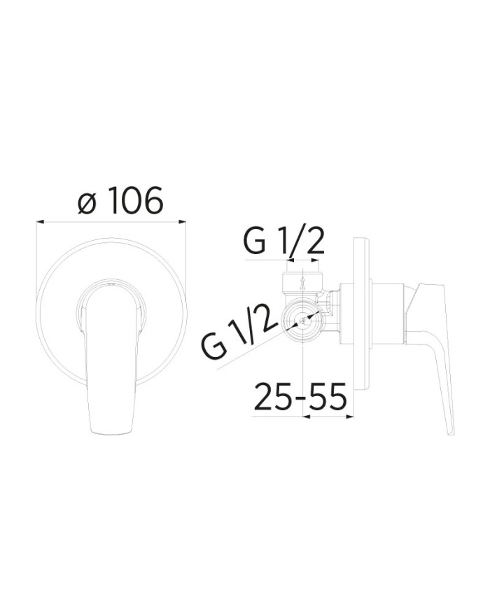 Nobili Nobi Chrome built-in single lever shower mixer