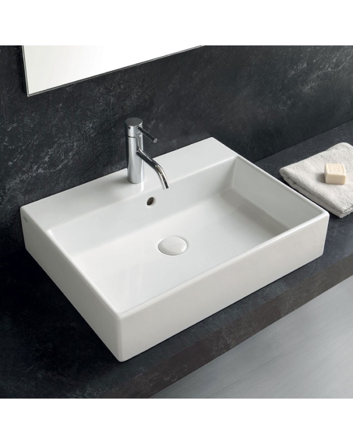 Ceramica Cielo Smile Glossy white rectangular washbasin 50 cm