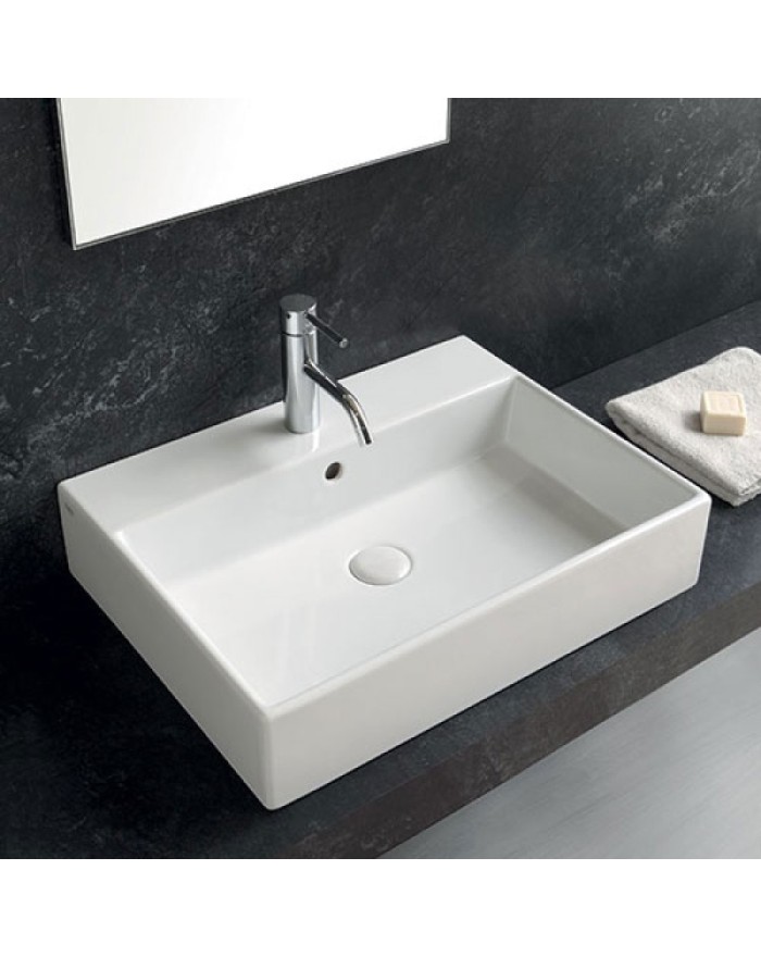 Ceramica Cielo Smile Rectangular washbasin 60 cm glossy white