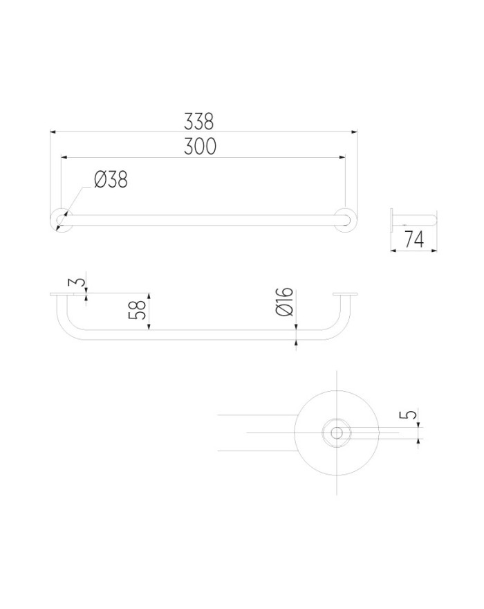 INDA One Towel holder 30 cm chrome