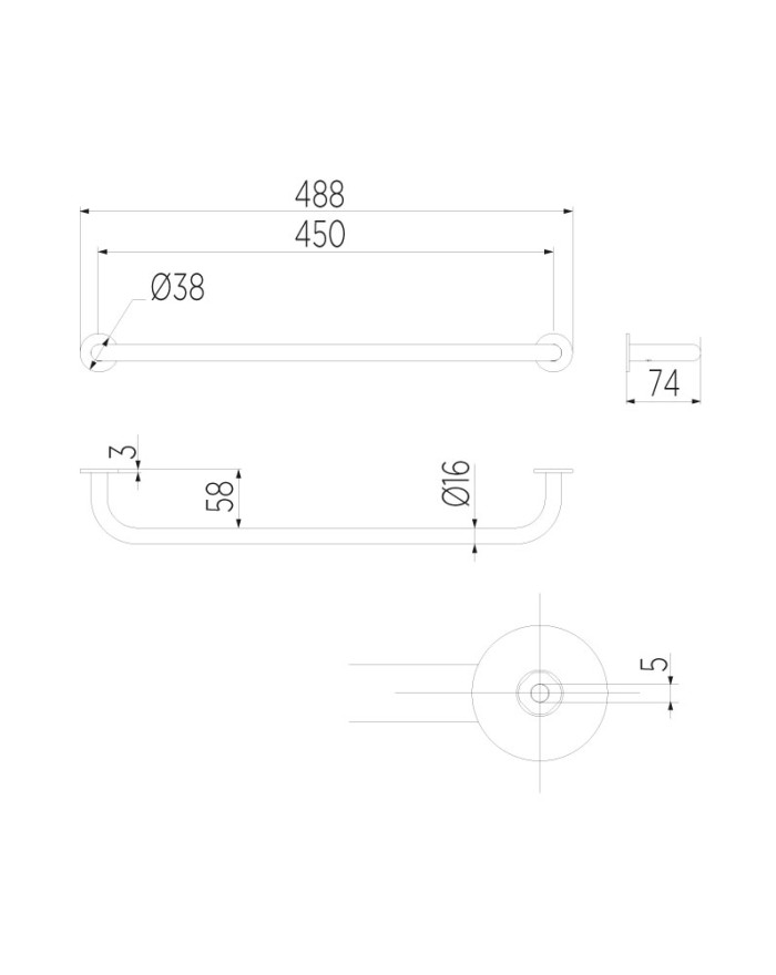 One Portasalviette 45 cm INDA cromo AV190BCR