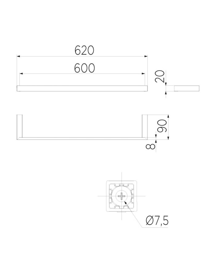 Portasalviette lineare cromo  INDA Divo 60 cm A1518CCR