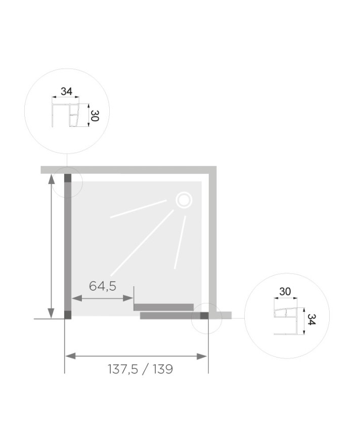 SFA Kinedo Sliding Door for Shower Enclosure GL6 140 cm