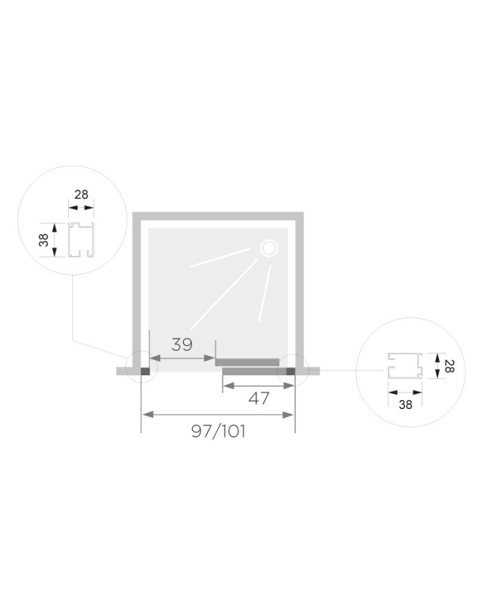 SFA Kinedo Sliding door for 100 cm Fast niche shower enclosure