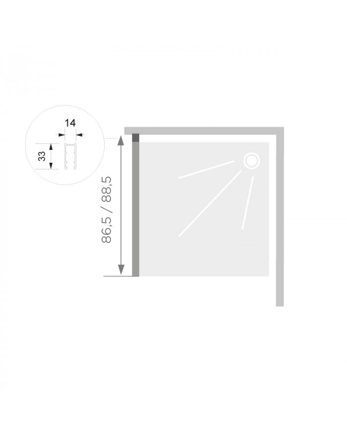 SFA Kinedo Fixed side door for 90 cm Fast 2000 shower enclosure