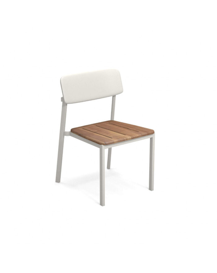 EMU Shine Garden chair in matt white aluminum - teak