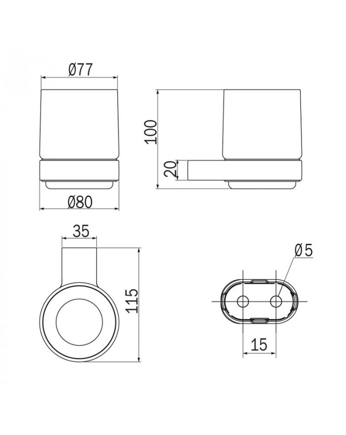 INDA Mito Wall mounted tumbler holder with glass tumbler