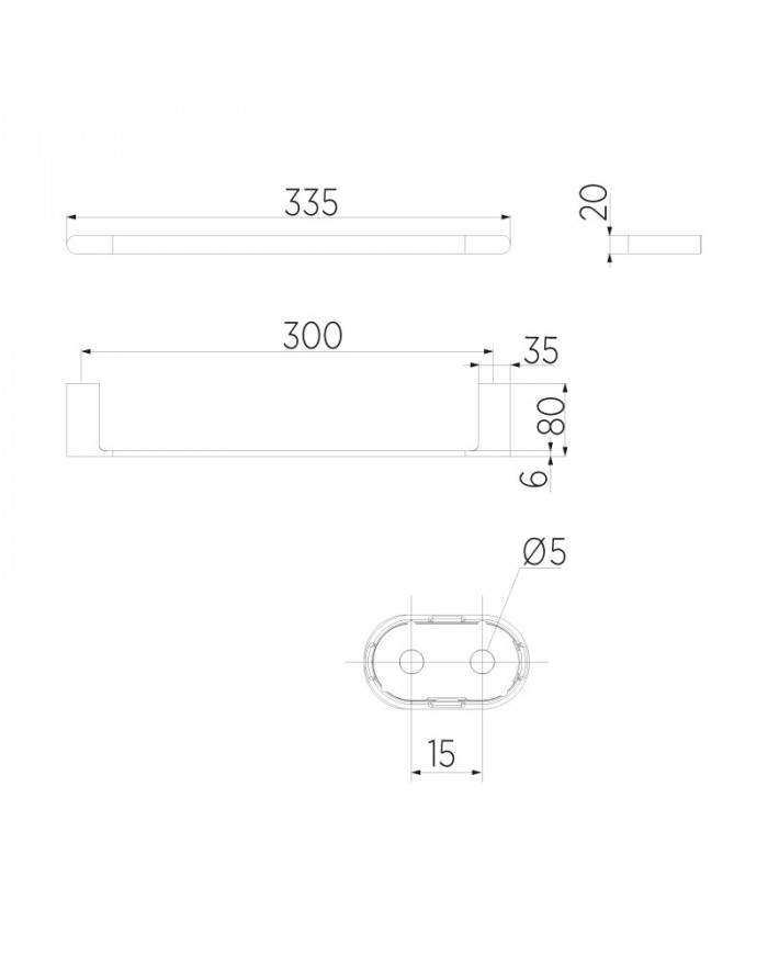 INDA Mito Chrome linear towel holder 30 cm