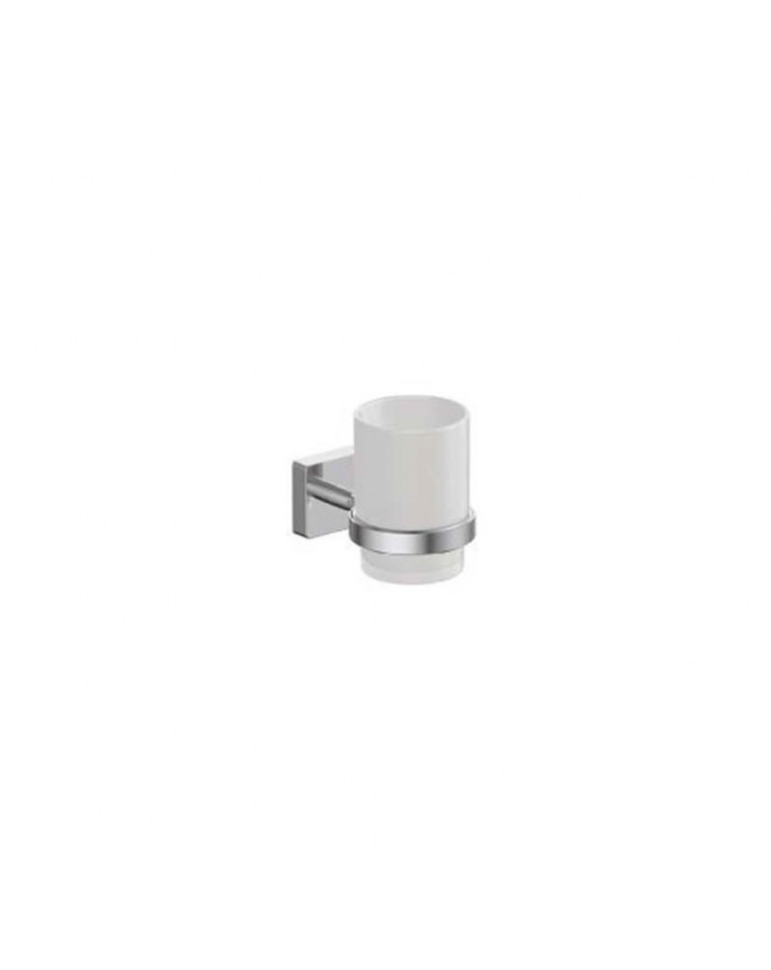 INDA Forum Quadra Wall mounted tumbler holder with satin glass tumbler