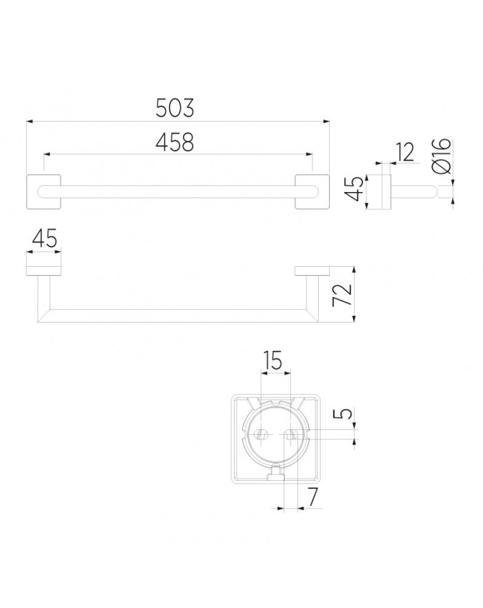 INDA Forum Quadra Chrome towel rail 45 cm