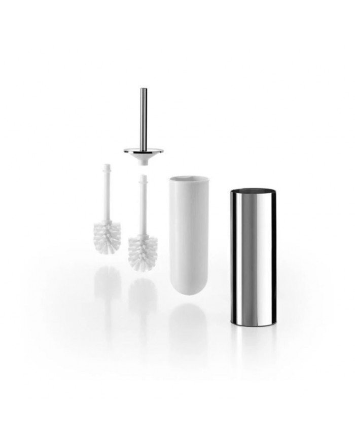 INDA Hotellerie Chrome wall or countertop toilet brush holder with spare brush included