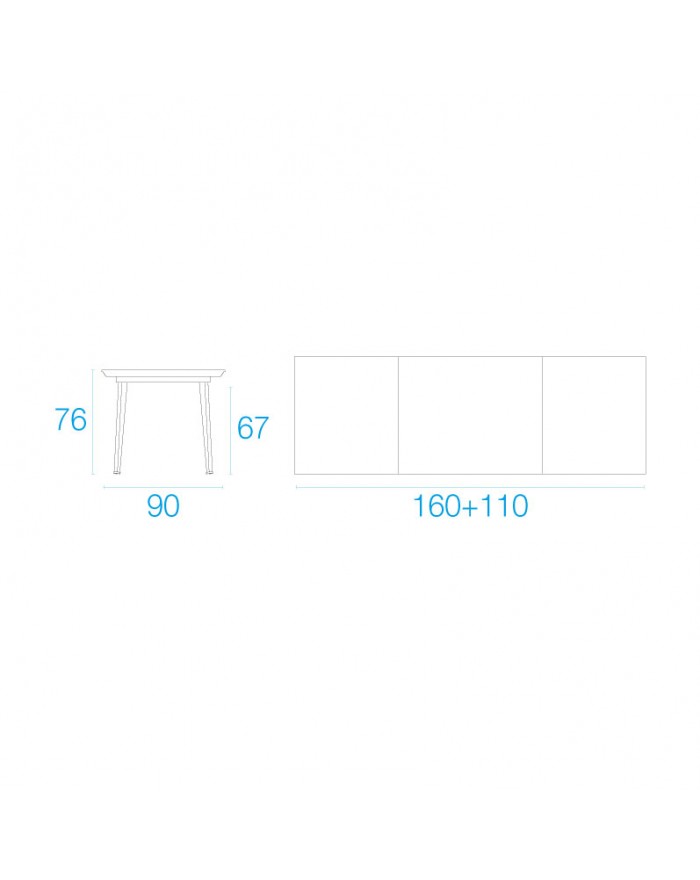 EMU Plus4 Extendable table 90x160+110 cm White