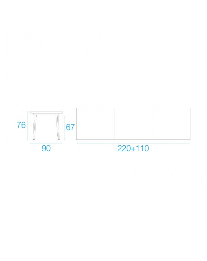 Tavolo allungabile 90x220+110 cm  Bianco EMU Plus4 334862300