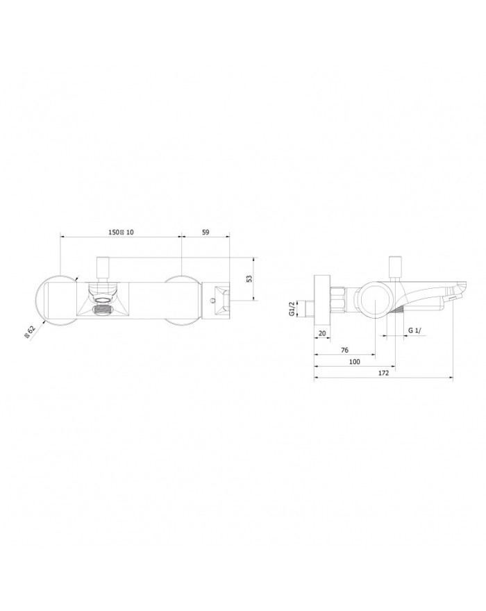 Teorema Good-Life External chrome bath mixer