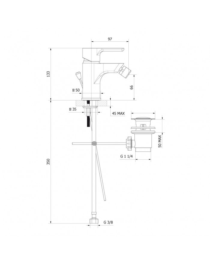 Miscelatore per bidet con scarico automatico Teorema Good-Life 
 cromato 86401110X41