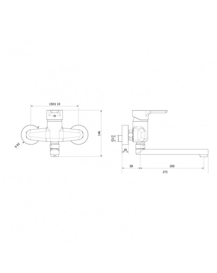 Teorema Good-Life Chrome wall mounted sink mixer