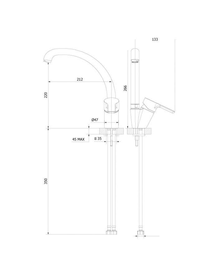 Teorema Good-Life Sink mixer with chromed side lever