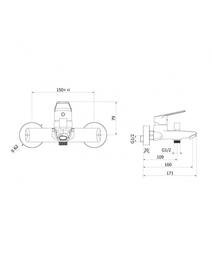 Teorema Sonic External chrome bath mixer