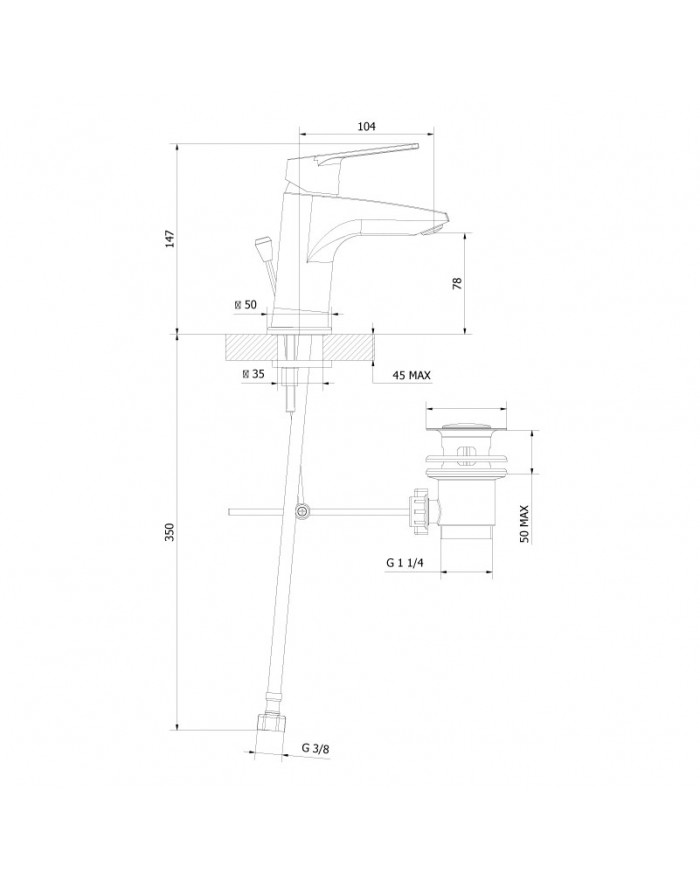 Miscelatore per lavabo Teorema Sonic con scarico automatico cromato 8C30111-001