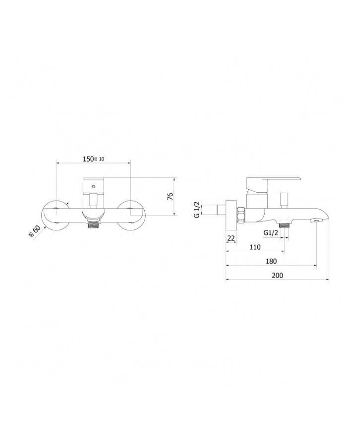 Teorema XS Chromed external bath mixer