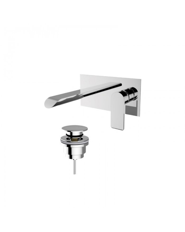 Teorema XS Built-in basin mixer with chromed click-clack pop-up waste