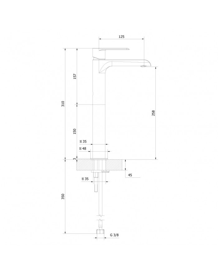 Miscelatore per lavabo alto con scarico click clack Teorema XS cromato 8X341110X01