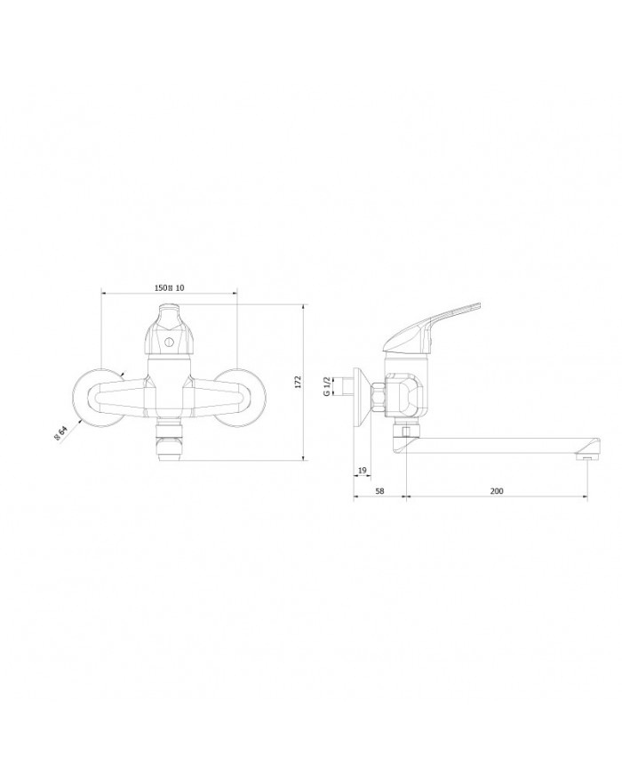 Teorema Golf Plus Chrome wall mounted sink mixer