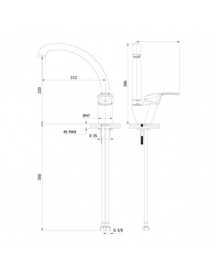 Teorema Golf Plus Sink mixer with chromed side lever