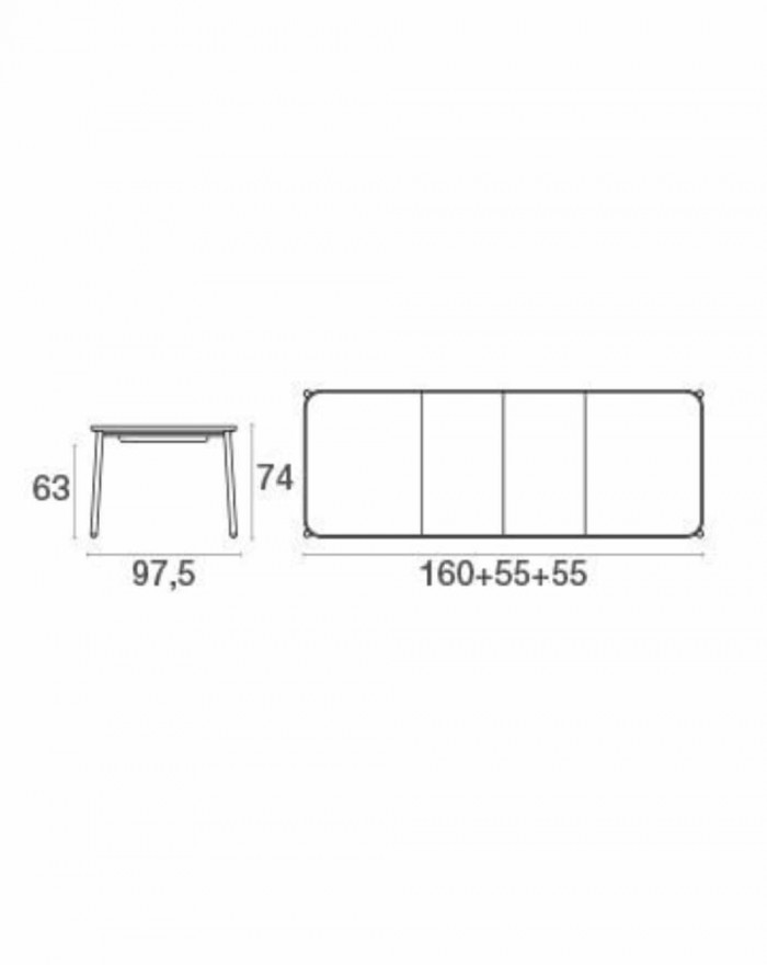 536 Yard Tavolo allungabile da giardino 160+55+55x97.5x74 cm bianco EMU 305362300