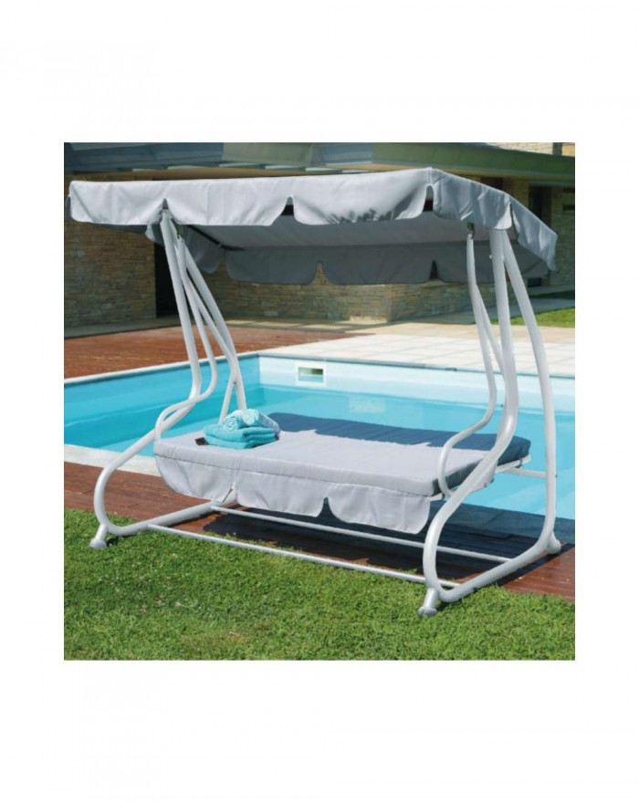 Moia 3-seater garden swing in light gray polyester