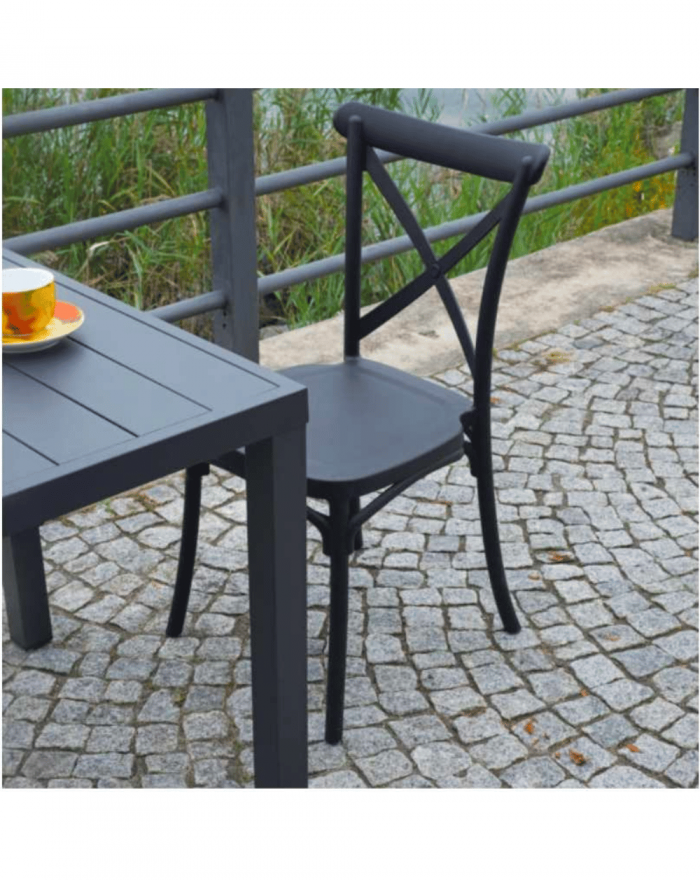 Moia Trattoria Set of 6 garden chairs in anthracite polypropylene