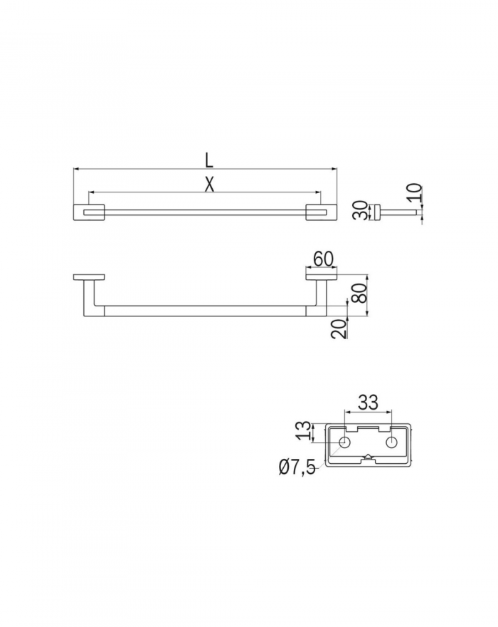 INDA Lea Linear Chrome towel rail 45 cm