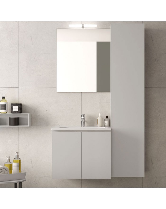 Hafro Qubo2 White bathroom composition 60x50 cm with mirror and lamp