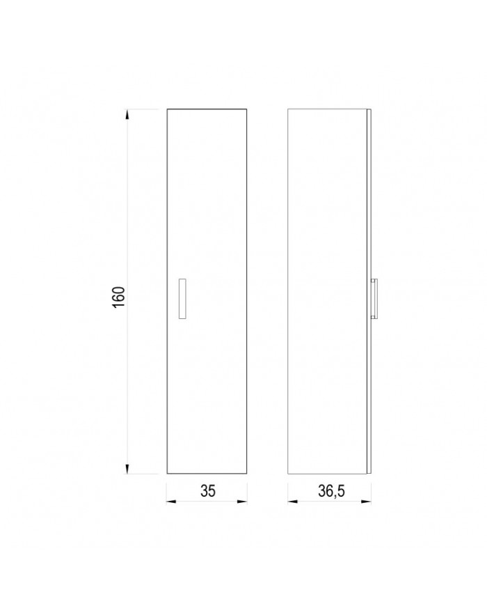 Hafro Qubo2 Bathroom column 1 door right 35x160 cm grey