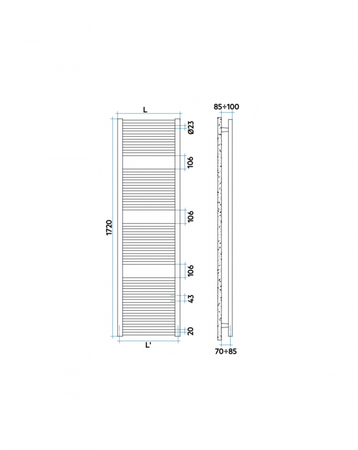 IRSAP ARES Radiator 1720x430 mm chromed