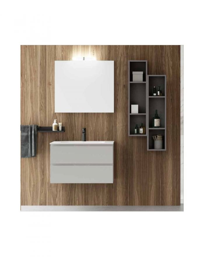 Hafro Qubo2 Honey bathroom composition 100x50 cm with mirror and lamp