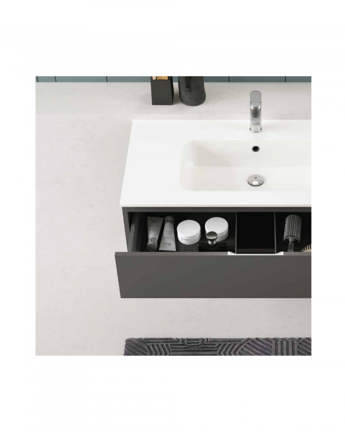 Hafro Qubo2 grey bathroom composition 100x50 cm with mirror and lamp