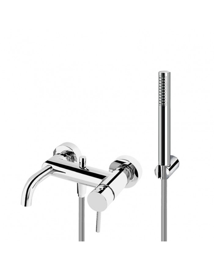 FIR ITALIA Cleo 84 External wall-mounted bathtub mixer with slim chrome hand shower